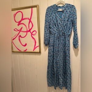 Emerson Fry Blue Floral Long Sleeve Dress